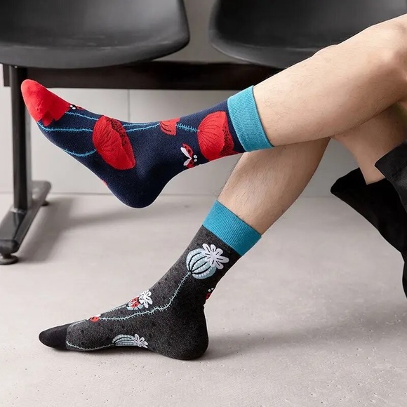 Happy Colorful Artsy Socks Cotton Stretchy Floral Dopamine Colors Women’s Men’s - Picture 12 of 15